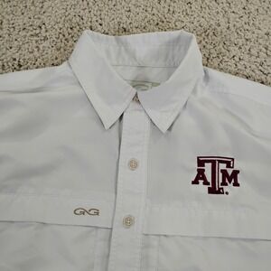 Texas A&M Aggies Shirt Mens Small White Button Game Guard Performance Outdoor A*
